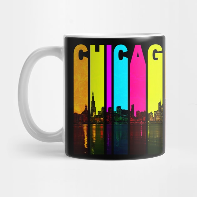 Retro Chicago Illinois Cityscape Skyline by phughes1980